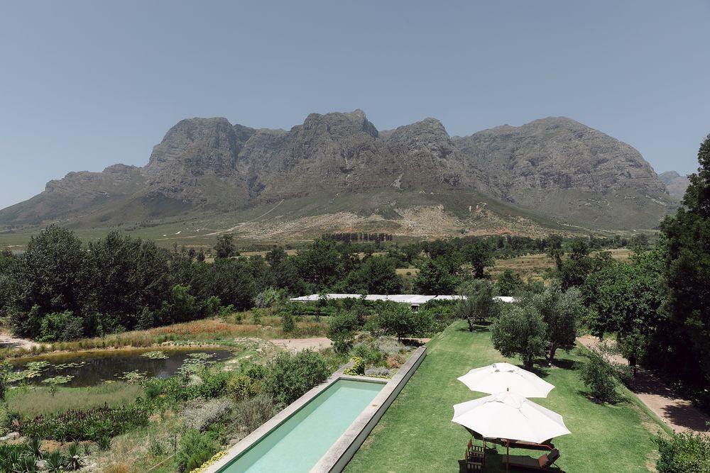 Pool at the villa next door at Johannesdal 1207 with elegant interiors and garden views