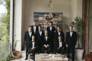 Groom and groomsmen getting ready at the villa next door at Johannesdal 1207