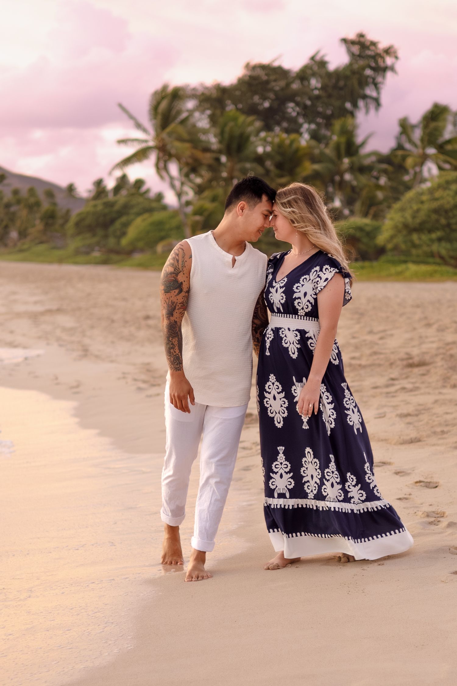 Two travelers passing through the beautiful islands of Hawaii, their favorite vacation spot.