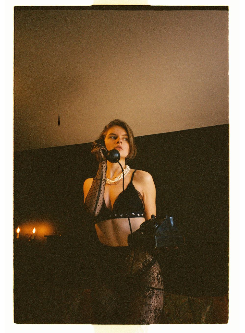 Film photography series in warm tones showing intimate boudoir moments.