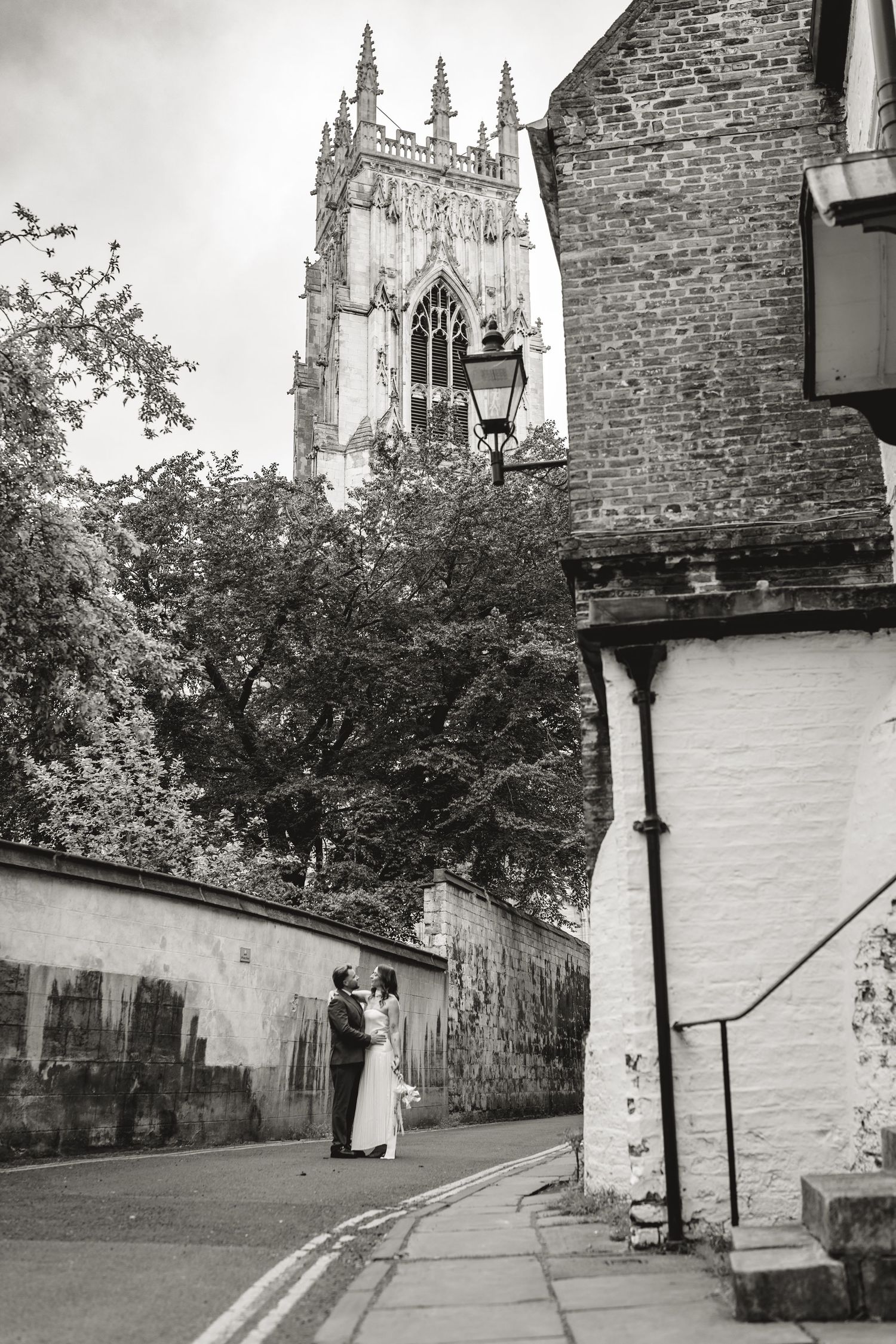 Couple eloping with a view on York minster