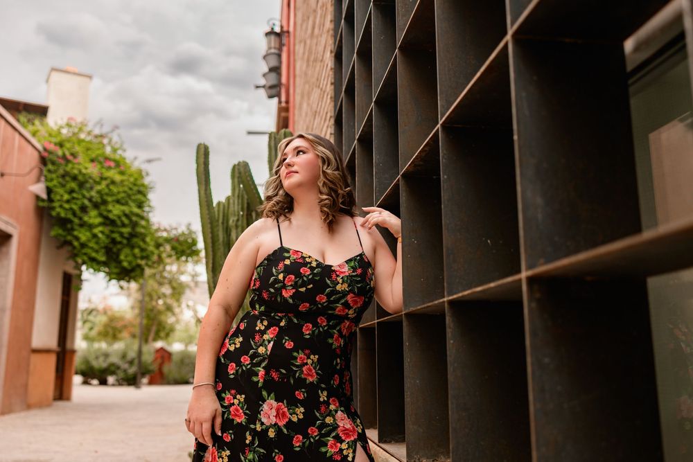 Senior posing at Mercado San Agustín in Tucson – Class of 2026 senior pictures