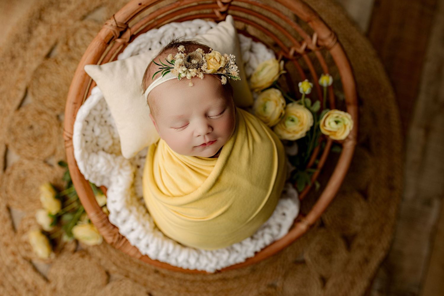 Bailey's Photography | Ashland KY | Overhead Baby Pose | Full Body Wrapped Newborn
