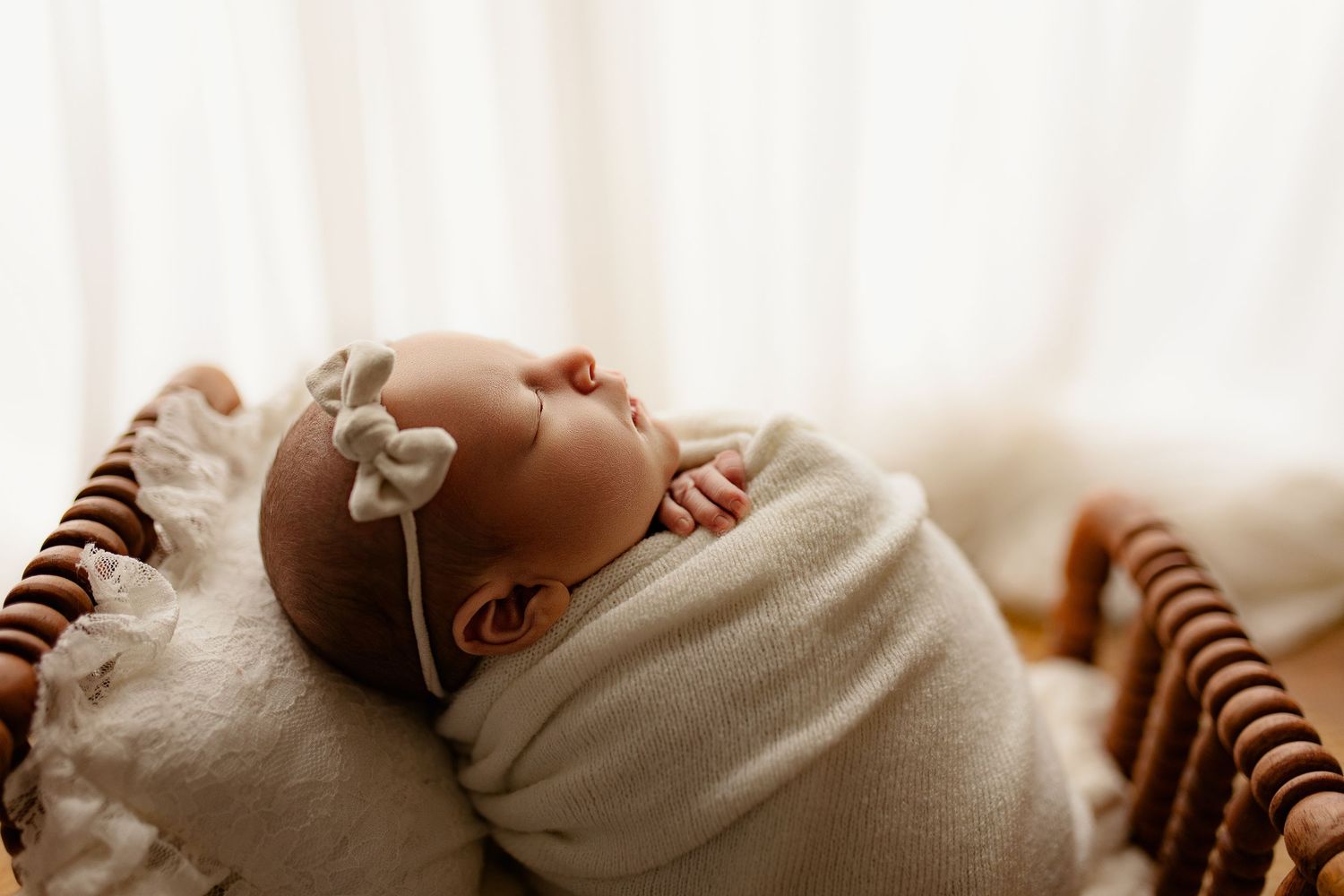 Bailey's Photography | Waverly OH | Cream and Ivory Newborn Wrap | Simple Baby Photo