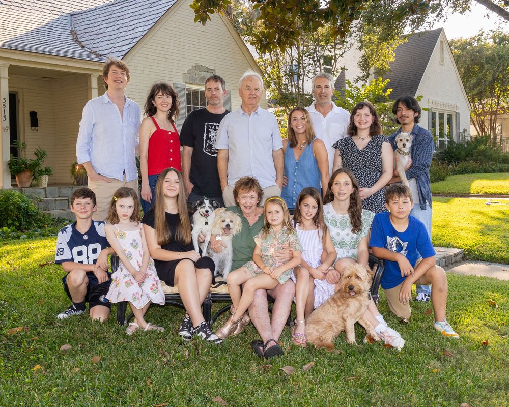 Family photo in front of their house