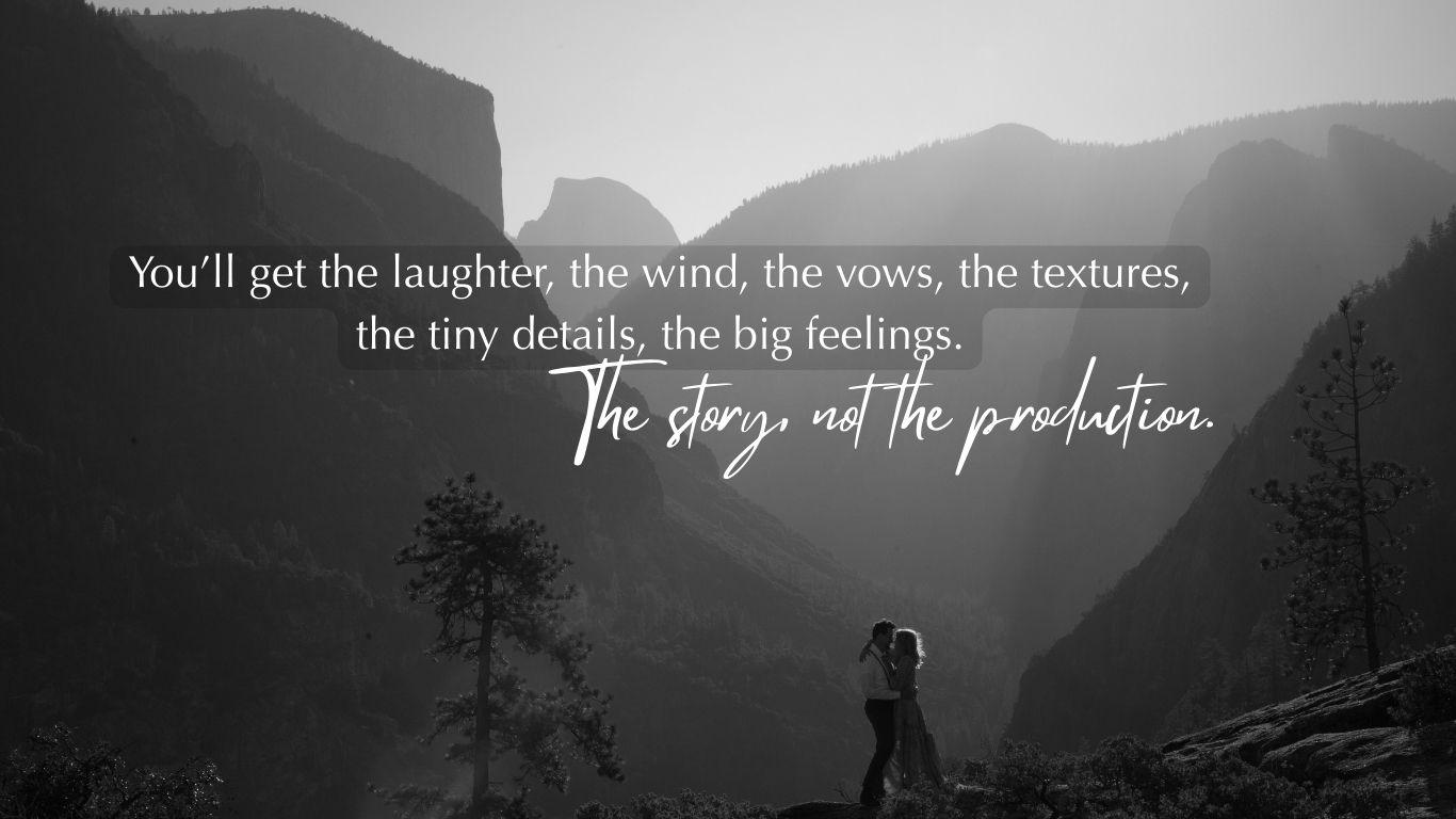 You get the laughter, the vows, the details, the feelings! The story and not the production! Wild Love Framed - Luxury Content Creation!