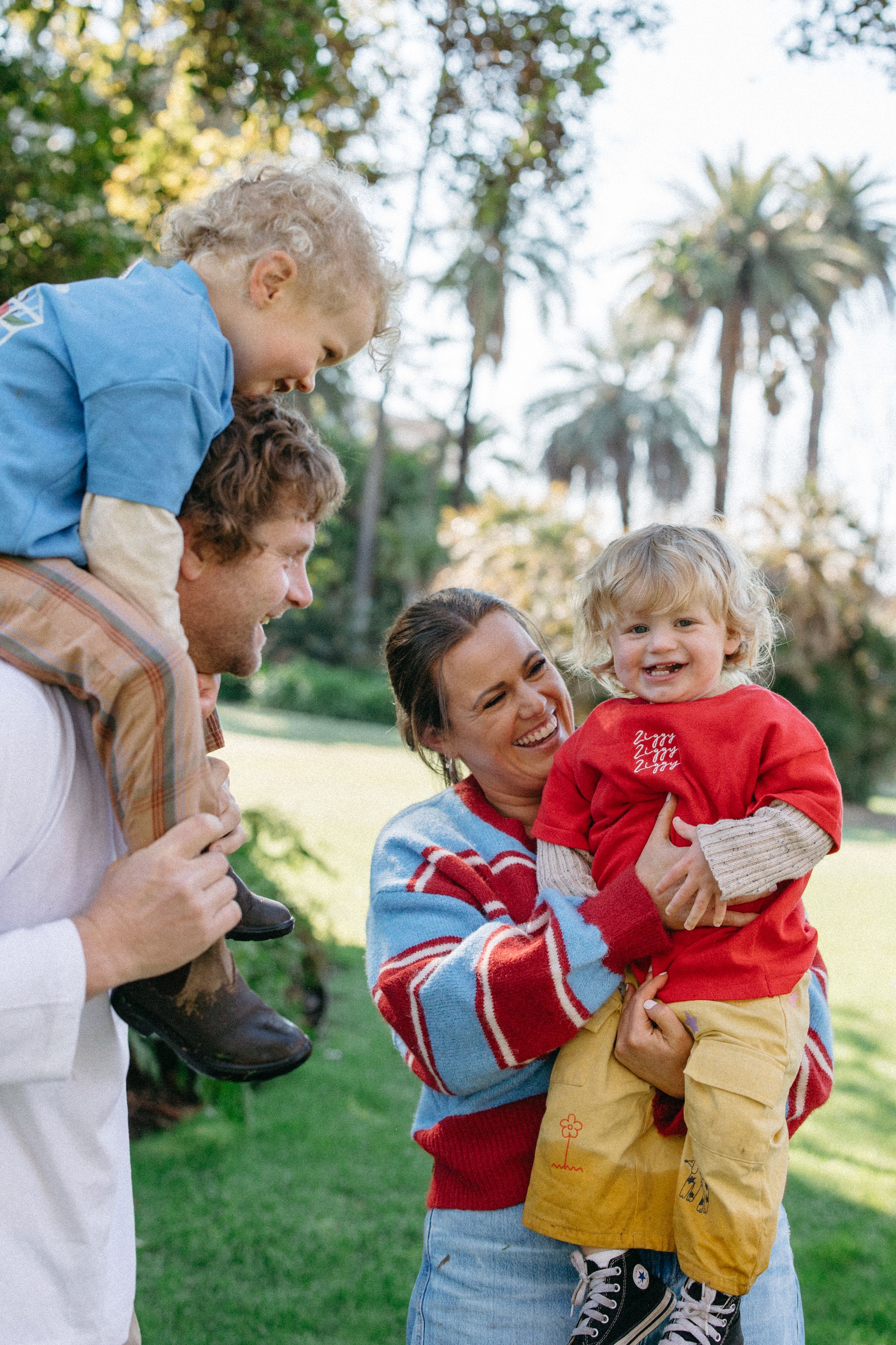 Family playing together outdoors