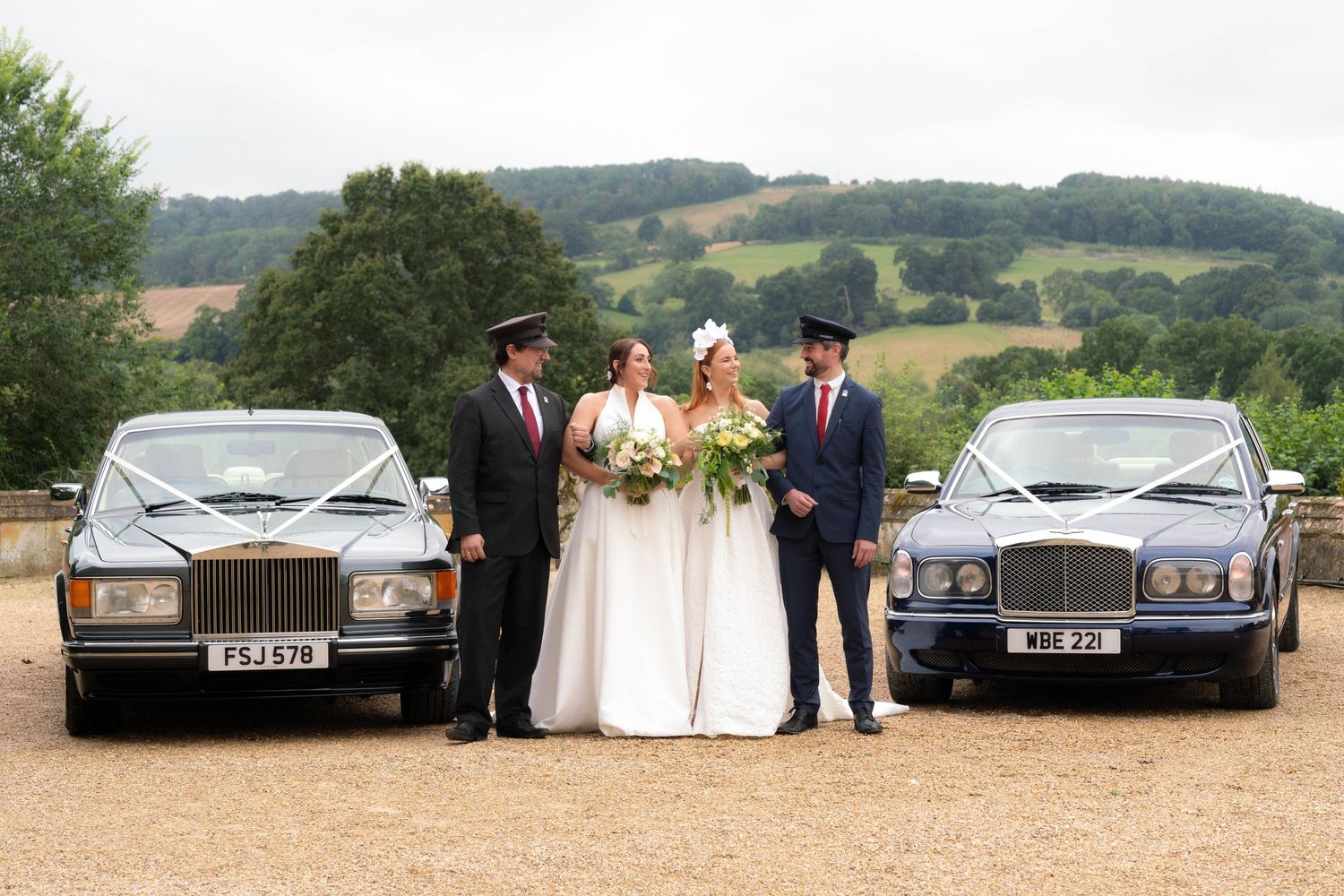 Sudeley Castle Wedding Photography Zara Davis Cotswolds Photographer two brides with Azure Wedding Cars near Cheltenham