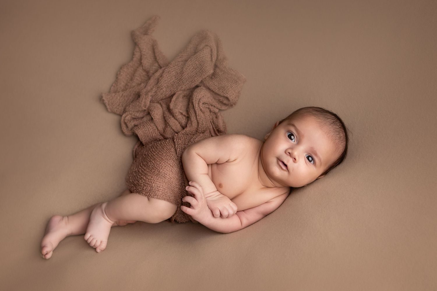 Timeless newborn portrait captured in natural brown colour at Tammy Lee Photography's North Auckland studio