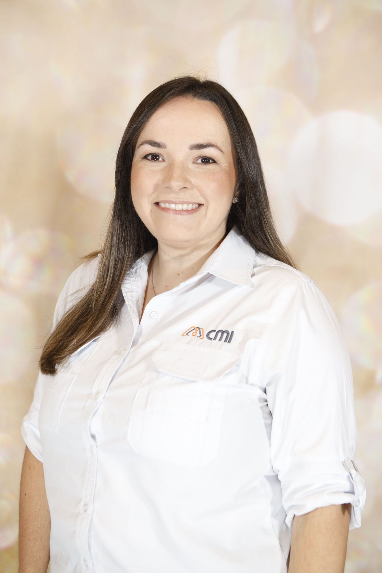 Professional portrait series of a person in a white uniform against a light beige background.