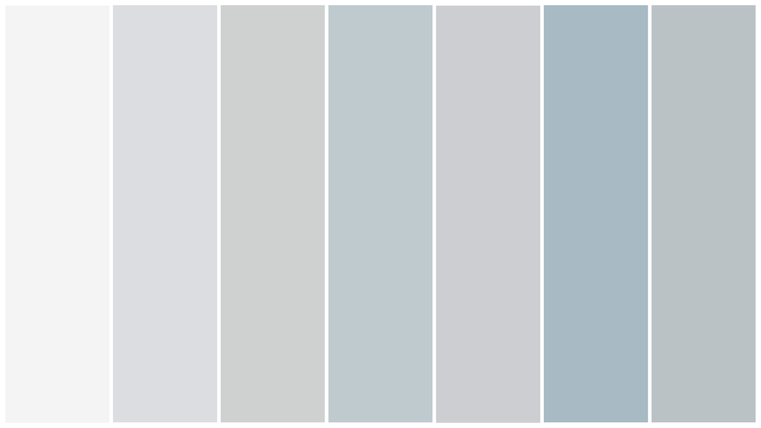 Soft blue and gray color palette swatches arranged in gradient strips.