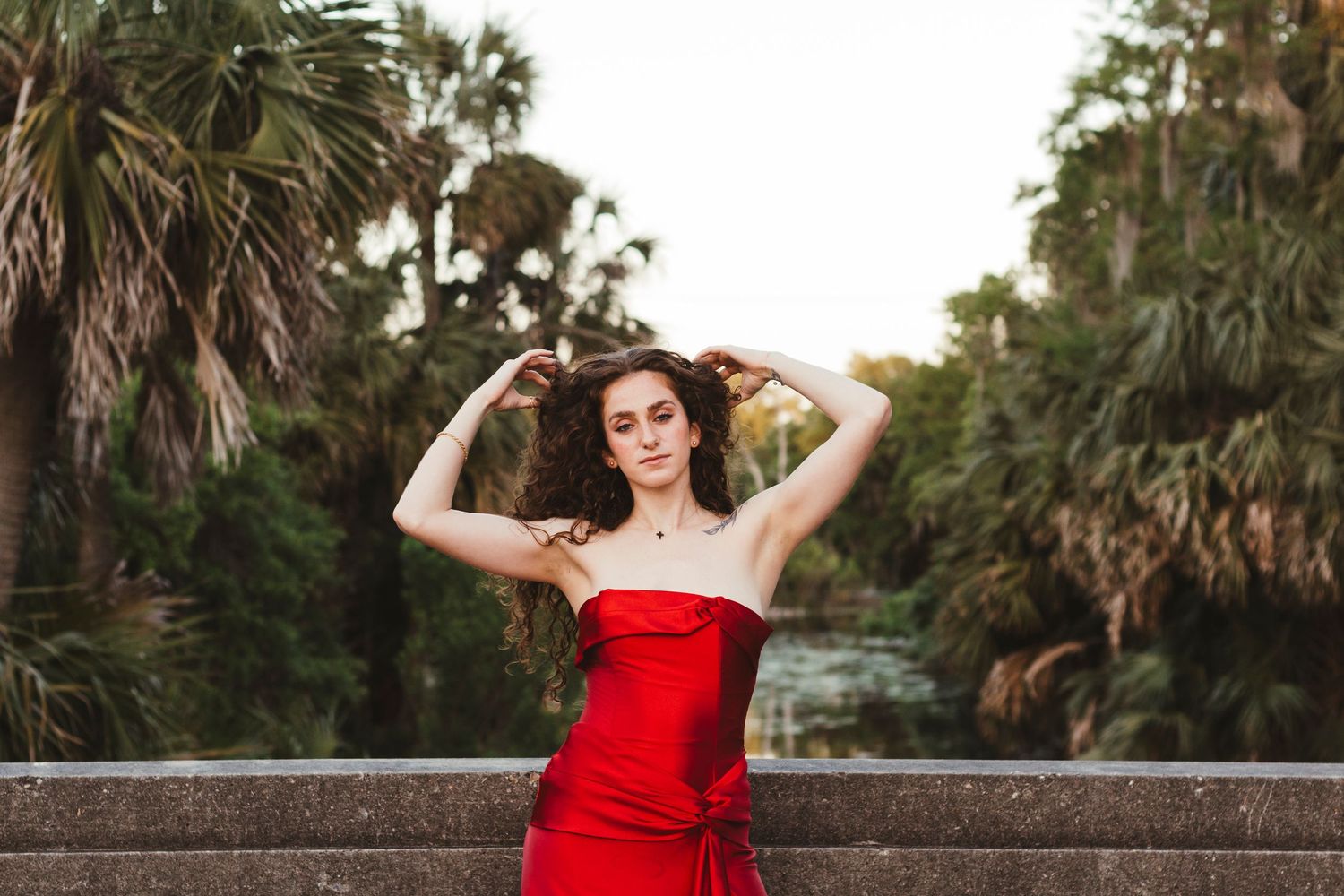 modeling photography for birthday phootoshoot in red dress