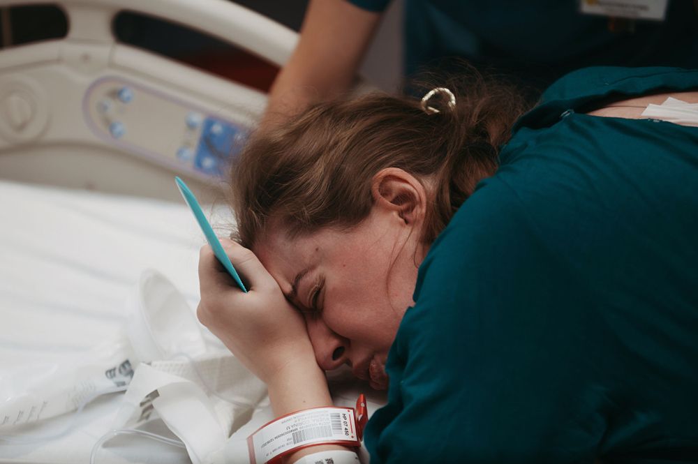 Woman in labor.