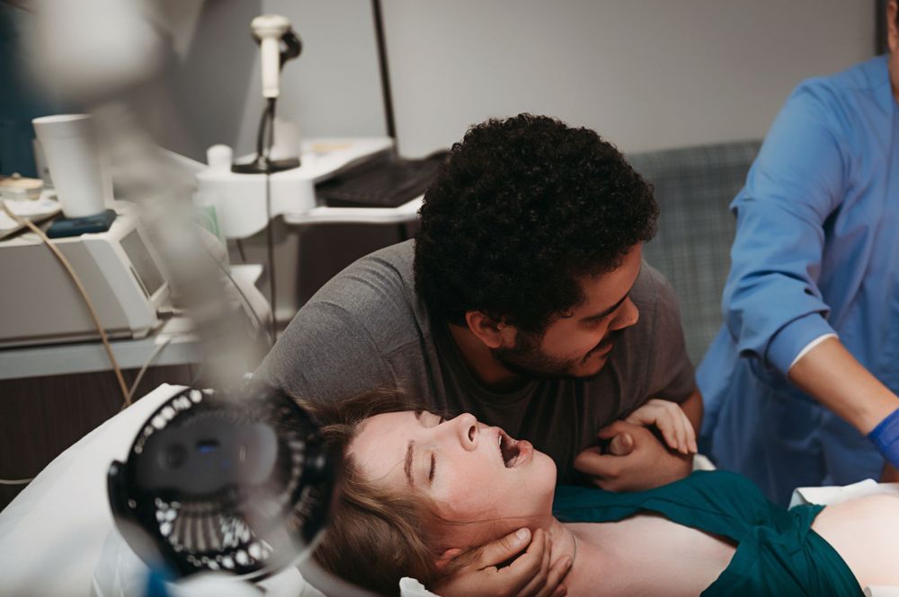 Mother gives birth to baby in the hospital.