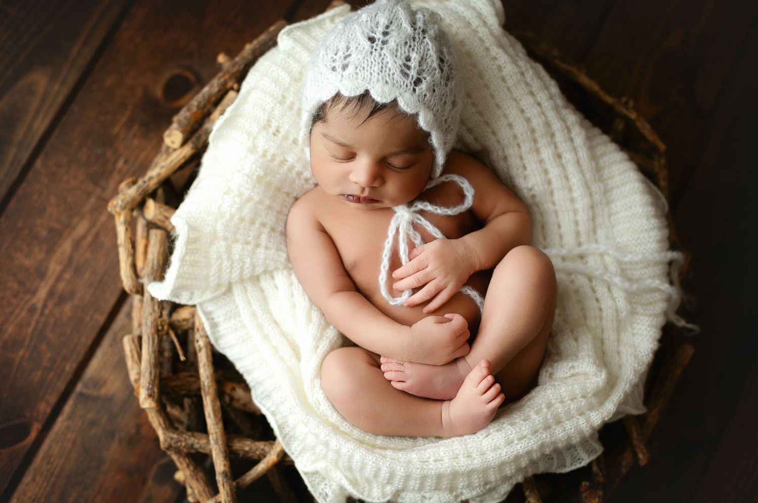 An Indian newborn in a nest. Greenville SC newborn photographer, Easley, SC newborn photographer