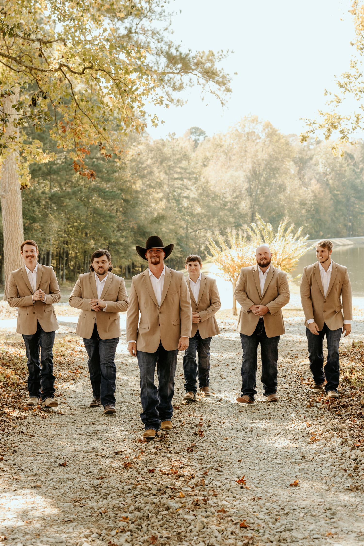 Photograph of groomsmen at a wedding in Senoia, Georgia