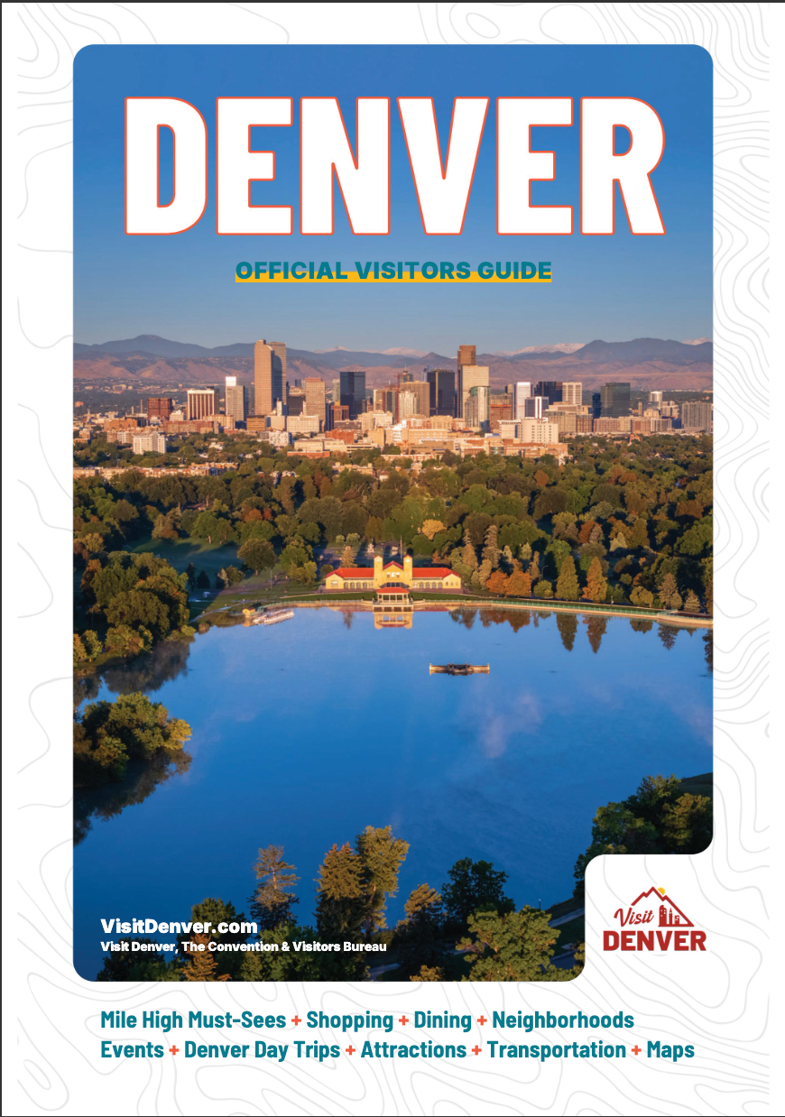 Aerial/Drone cover shot for the Visit Denver Visitor Guide by Denver Hospitality, Travel & Tourism photographer Captain Colorado Photography