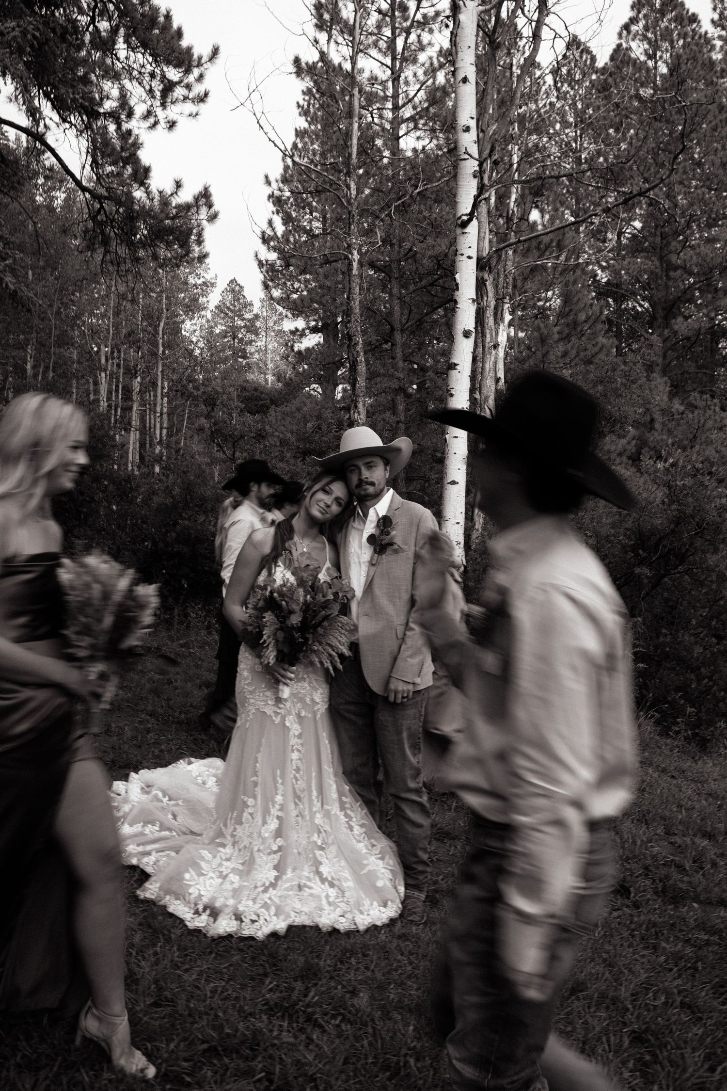 Creative blurry bridal party photo