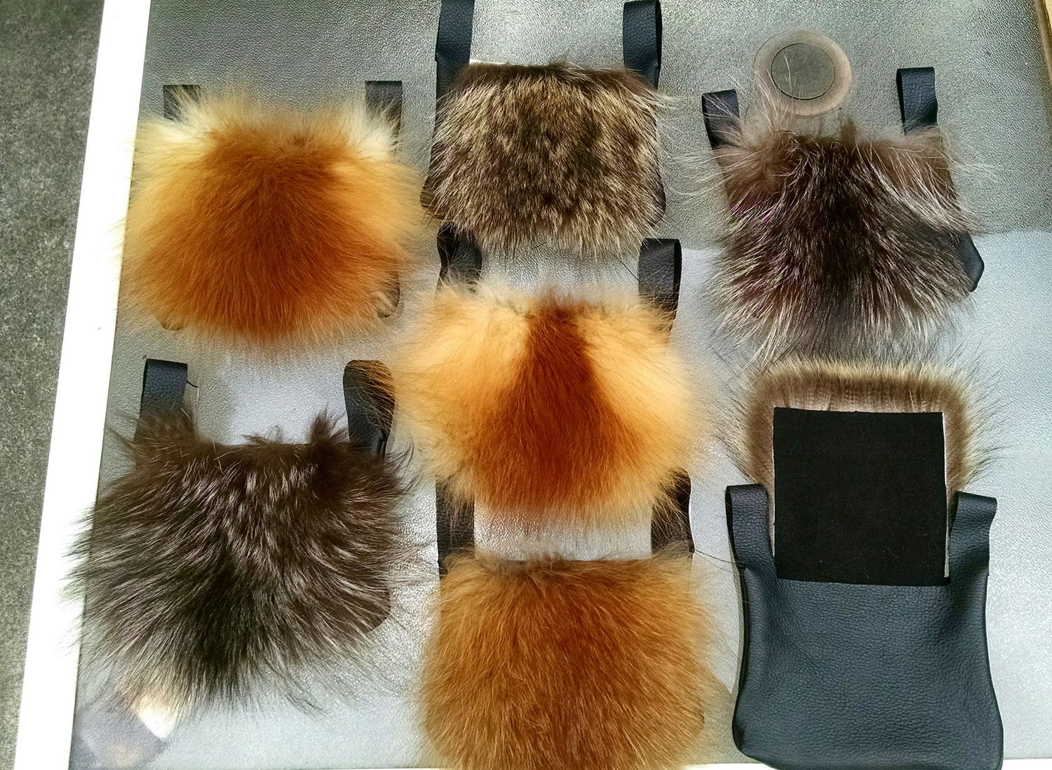 recycle fur black belt pouches