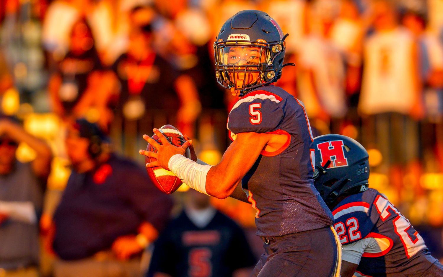 Cameron Sweeney, MidPenn Conference POY Hershey Trojan Football vs. Milton Hershey in Cocoa Bean by Deanna Fox, SportsFox Photography