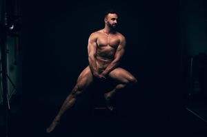Utah male boudoir and fitness photography by Carl James Photography in Salt Lake City, masculine posing and professional studio lighting.