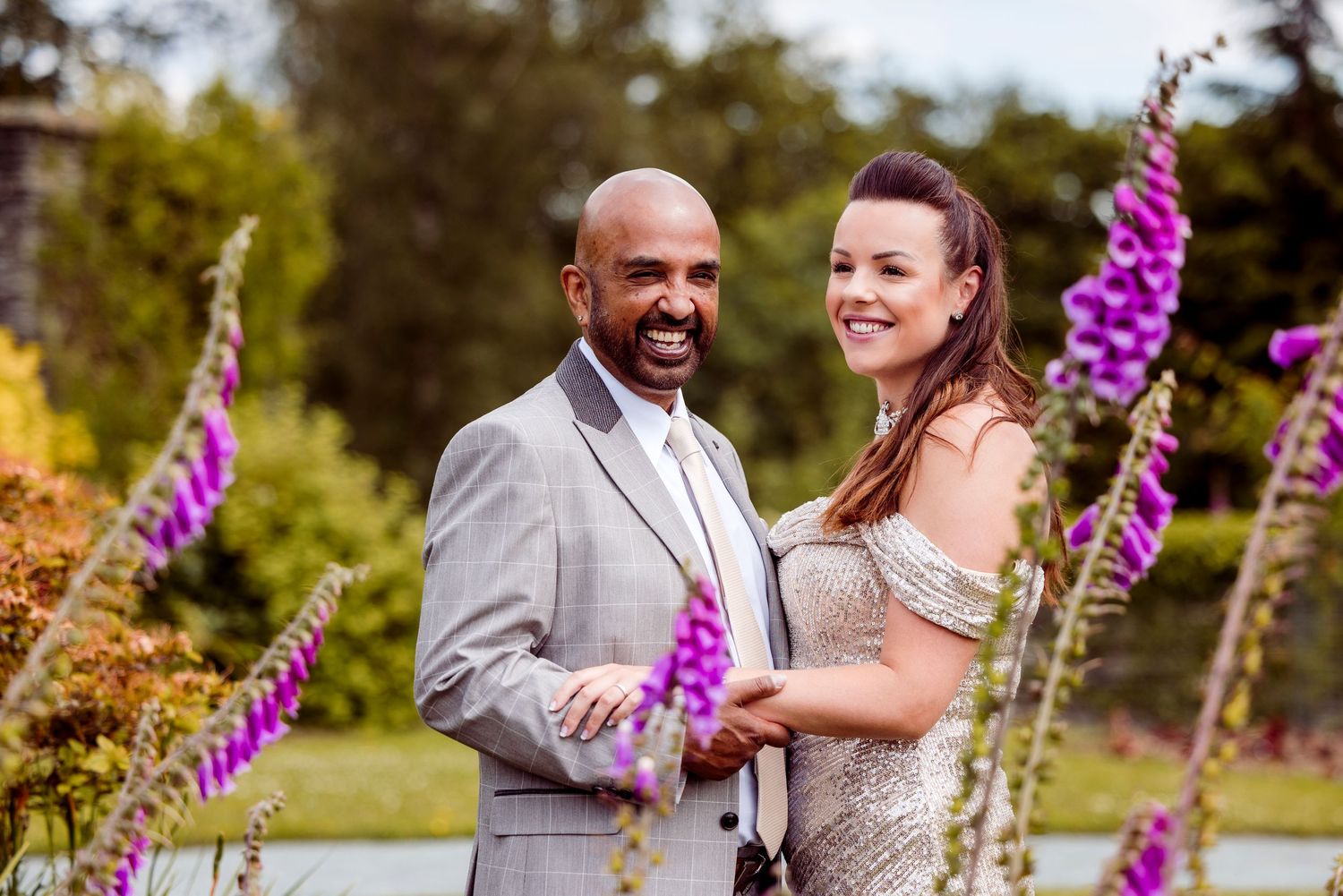 Bride and groom in the grounds at Cragwood Country House