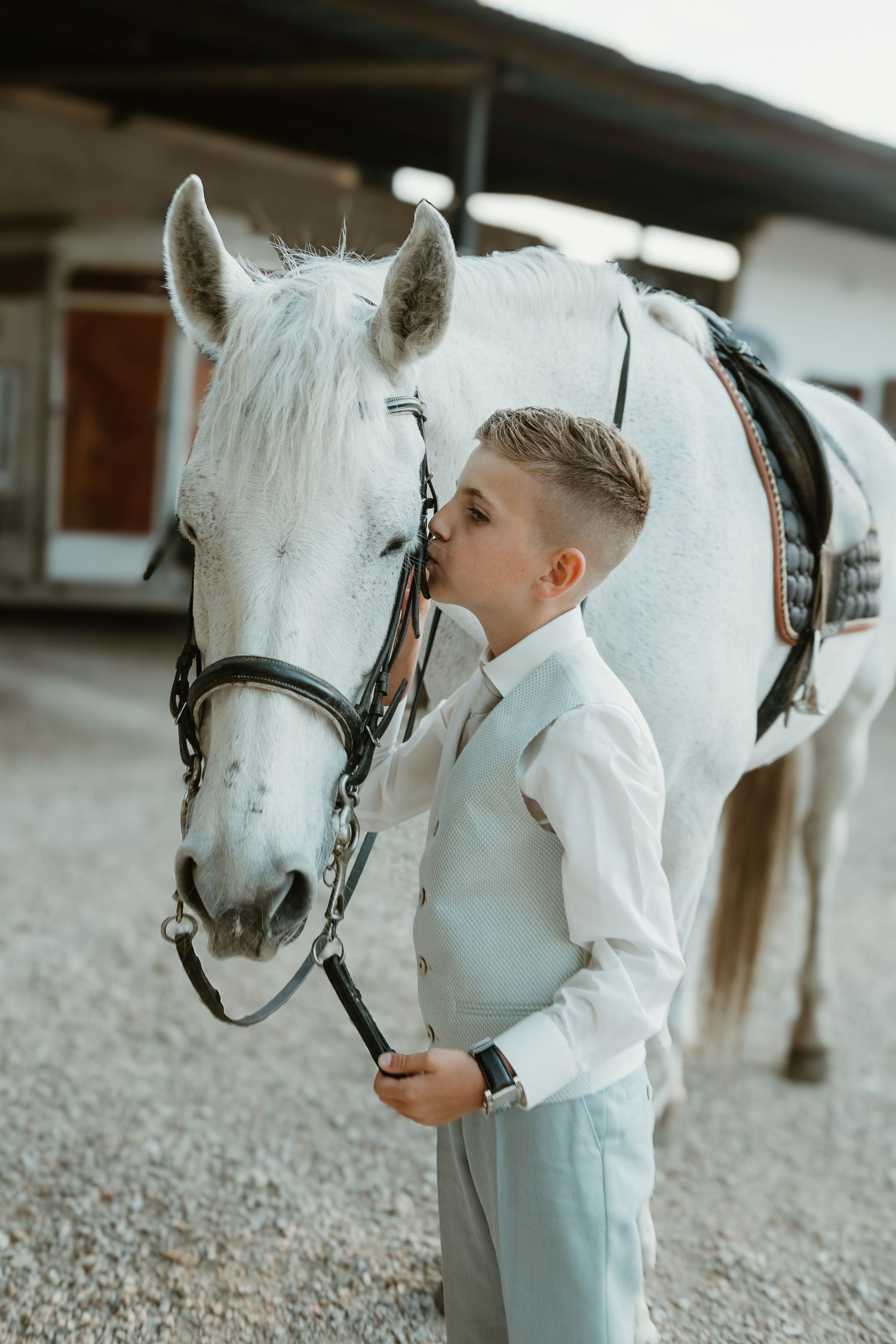 Sesión de fotos de comunión con caballos