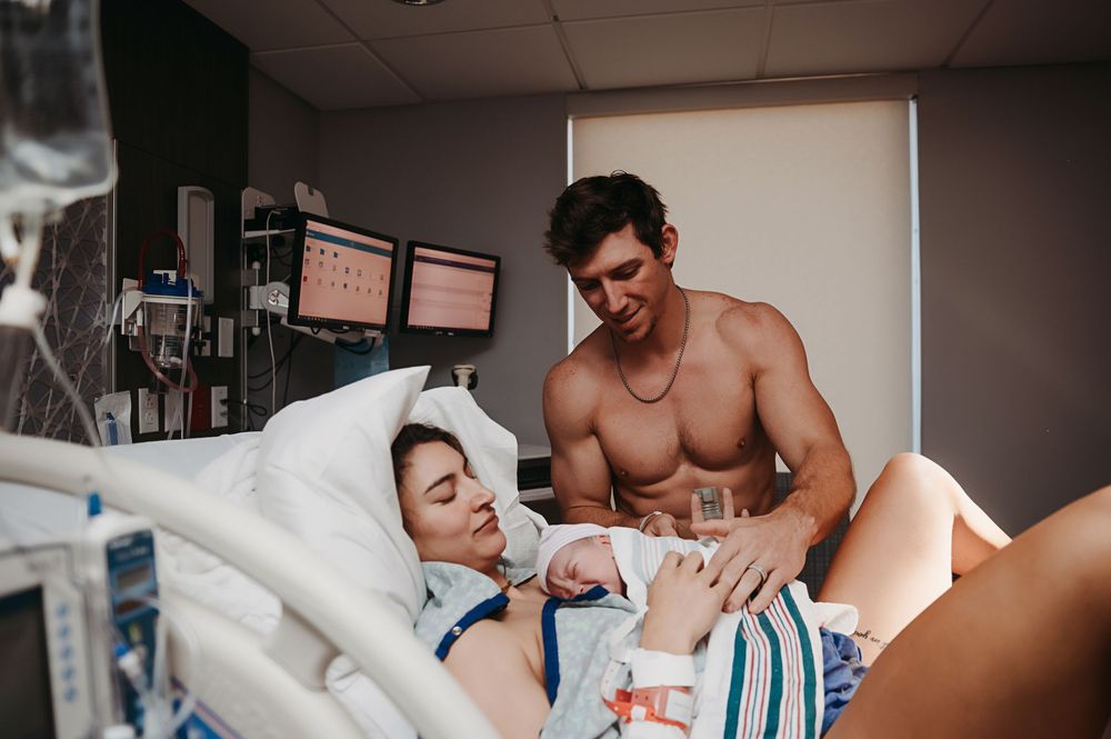 Mother gives birth to her brand new baby.