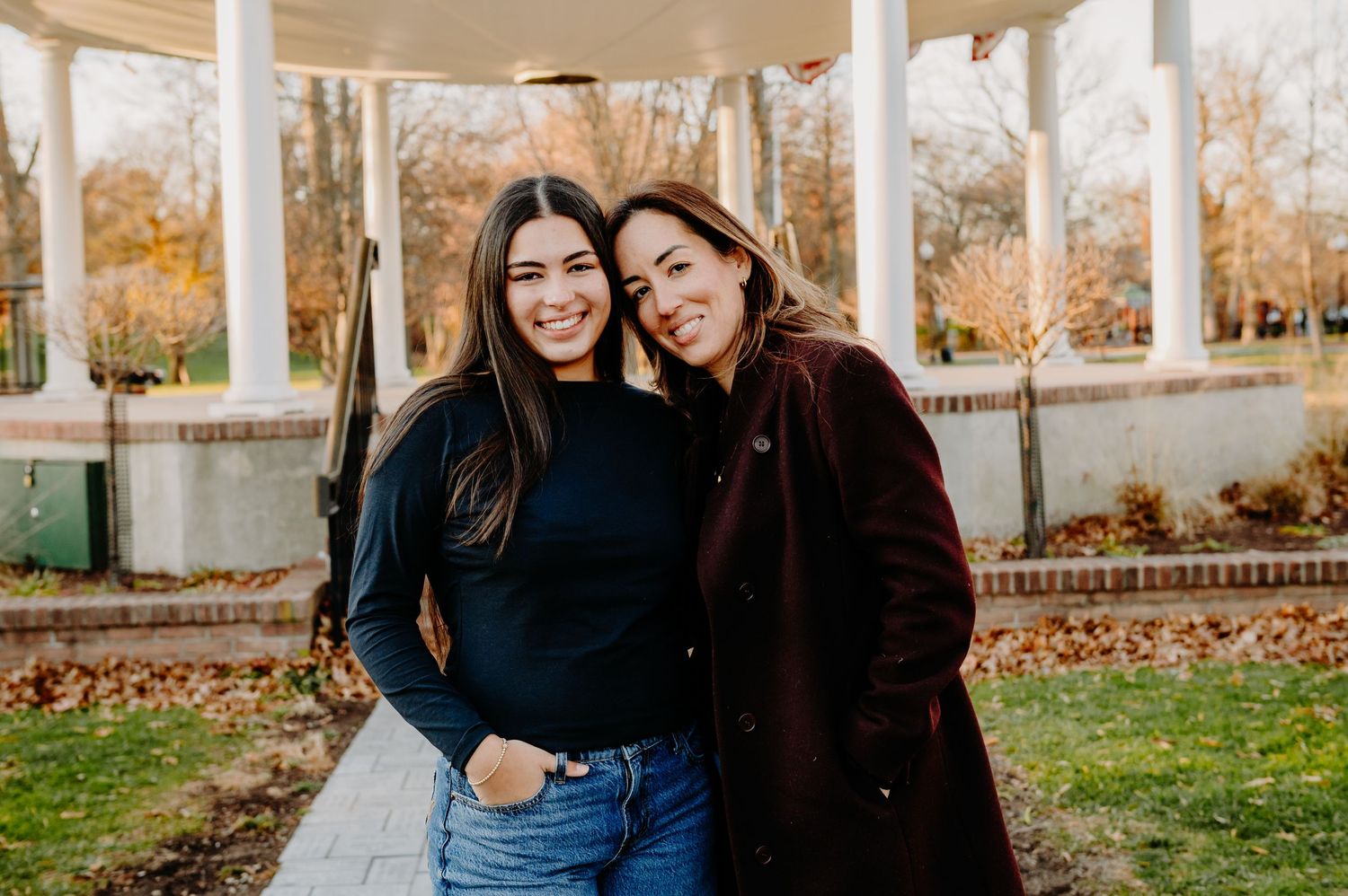Family walking together through a park in the winter time in New Jersey. Family Sessions in New Jersey. Outdoor family photographer.