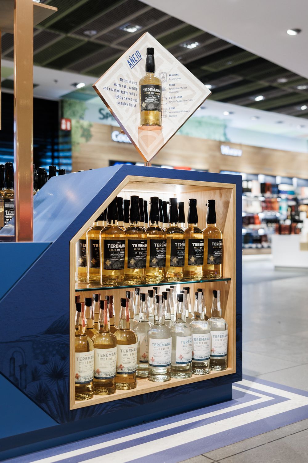 Travel retail airport promotion photography for Teremana Tequila in Germany at Berlin Airport Heinemann duty free store