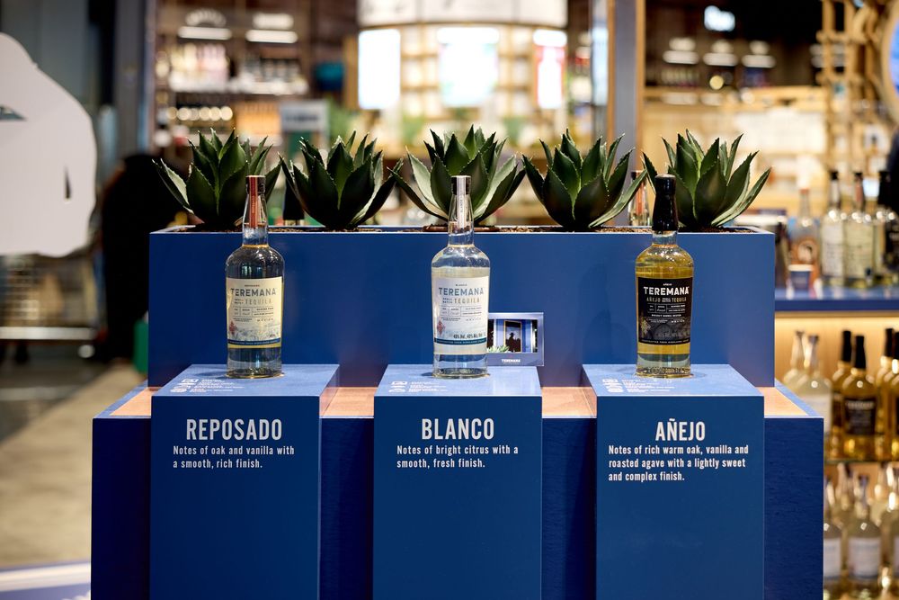 Travel retail airport promotion photography for Teremana Tequila in Spain at Frankfurt Airport Heinemann duty free store