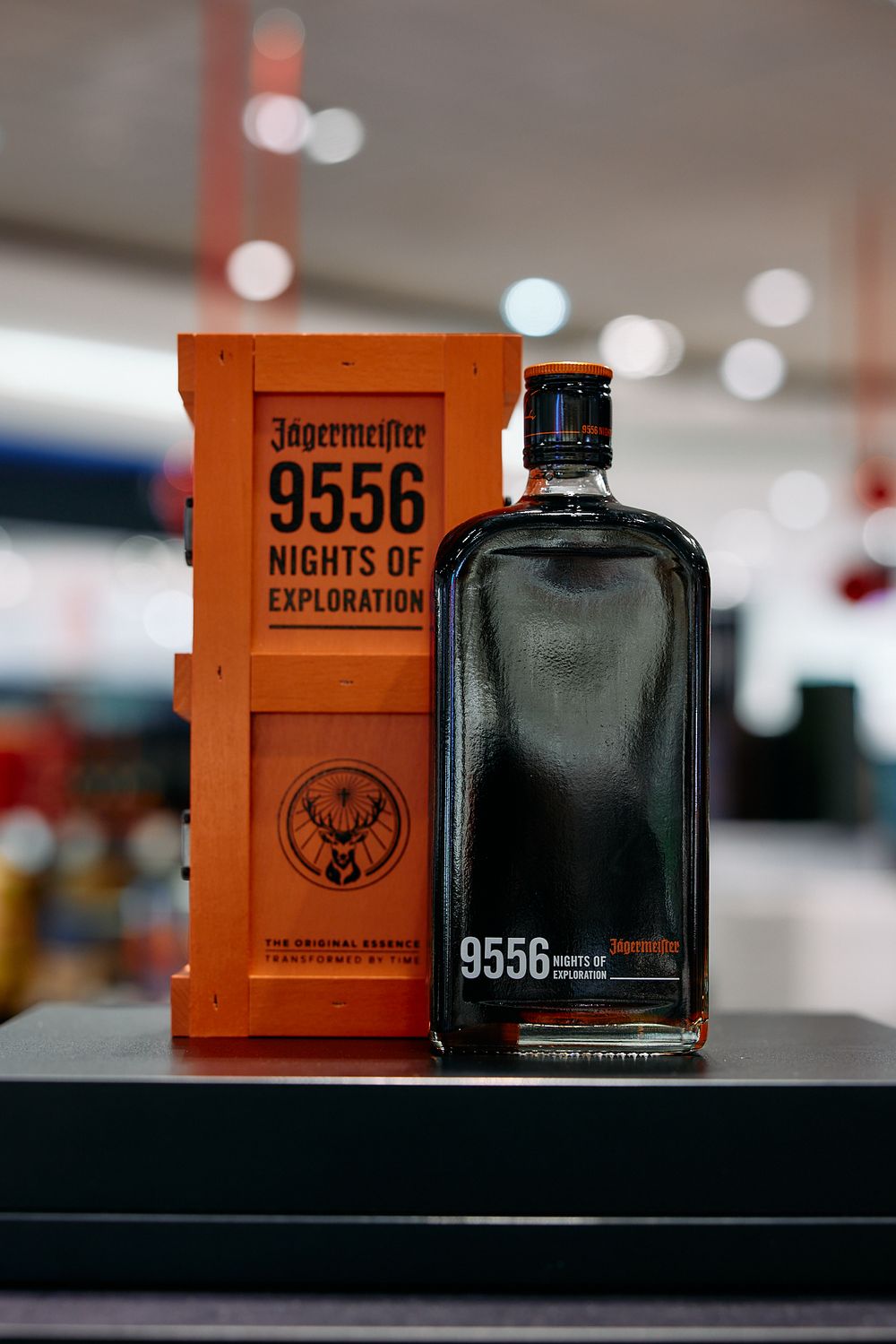 Travel retail airport promotion photography for Jagermeister in Germany at Frankfurt Airport Heinemann duty free store