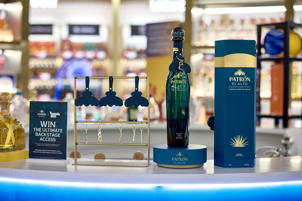 Travel retail airport promotion photography for Patron Tequila in Spain at Ibiza Airport Avolta duty free store