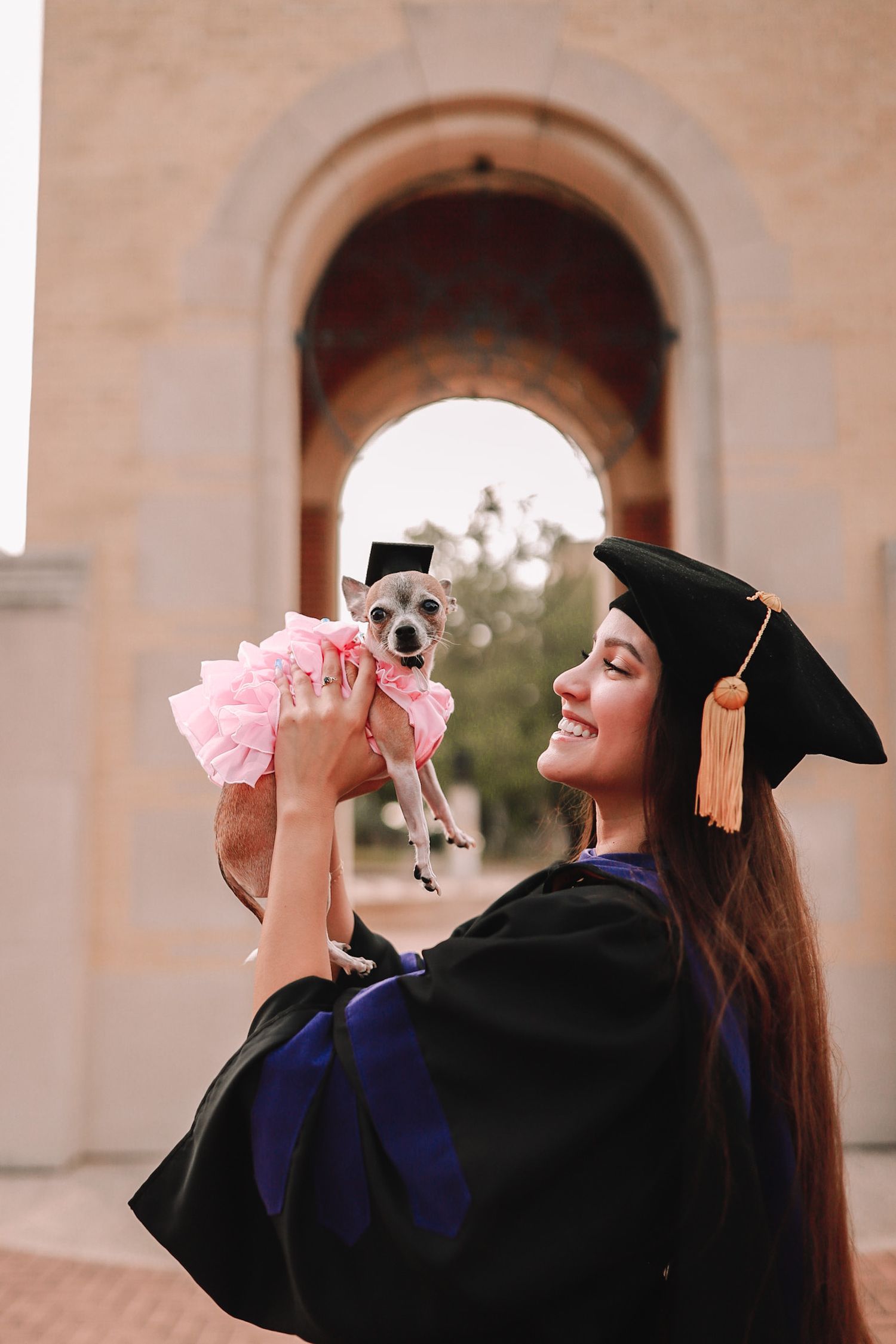 Graduation portrait with cap and gown