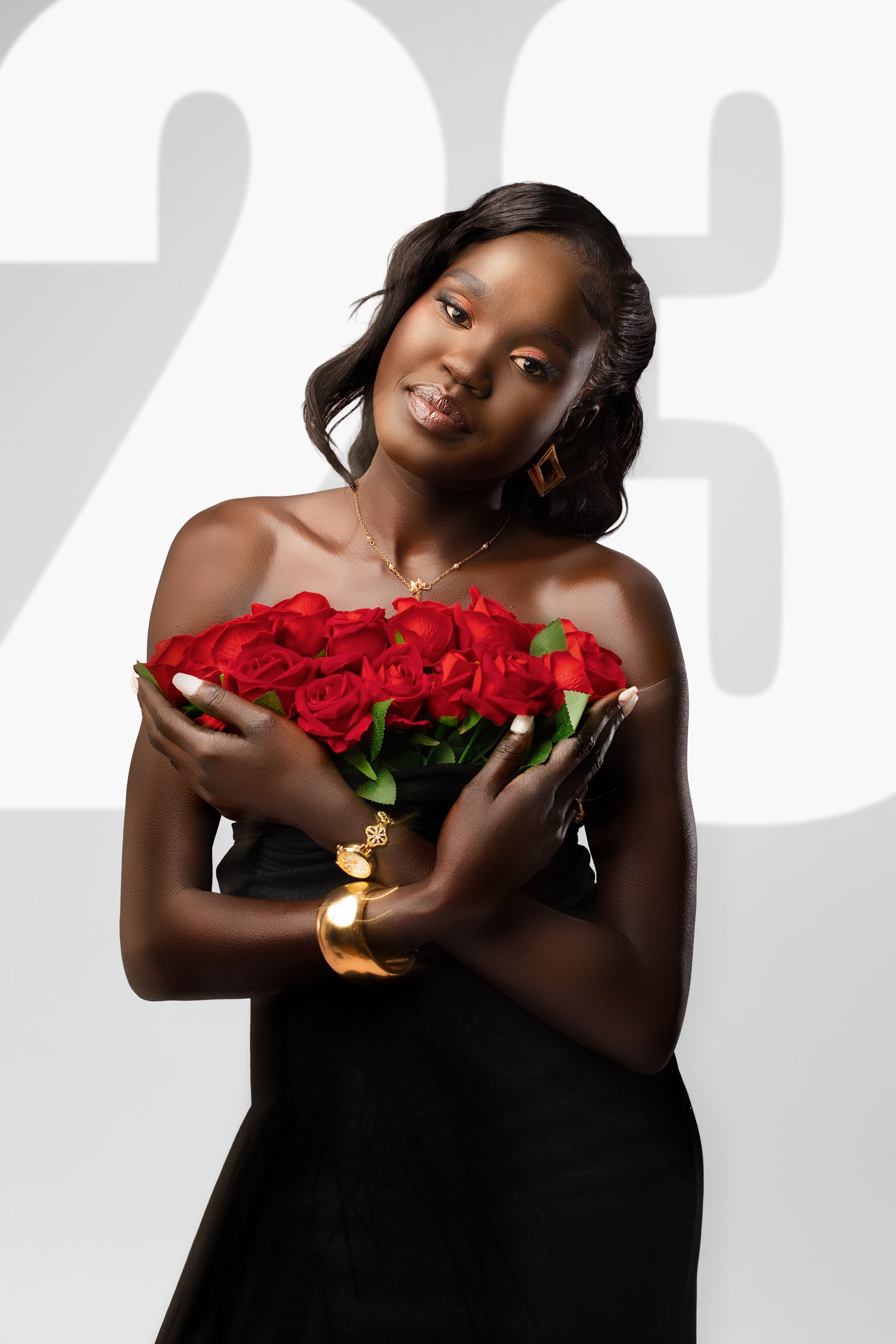 south sudanese beauty birthday brisbane roses 23 milestone birtdhay portraits in studio photography