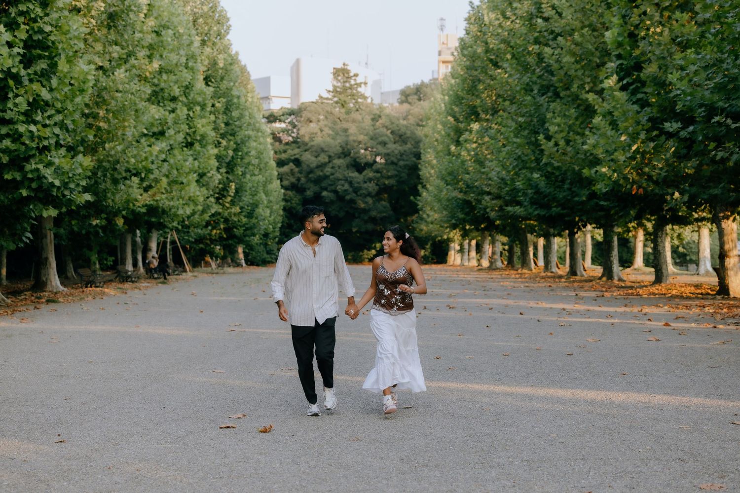 Post engagement photoshoot of couple at Shinjuku Gyoen national garden