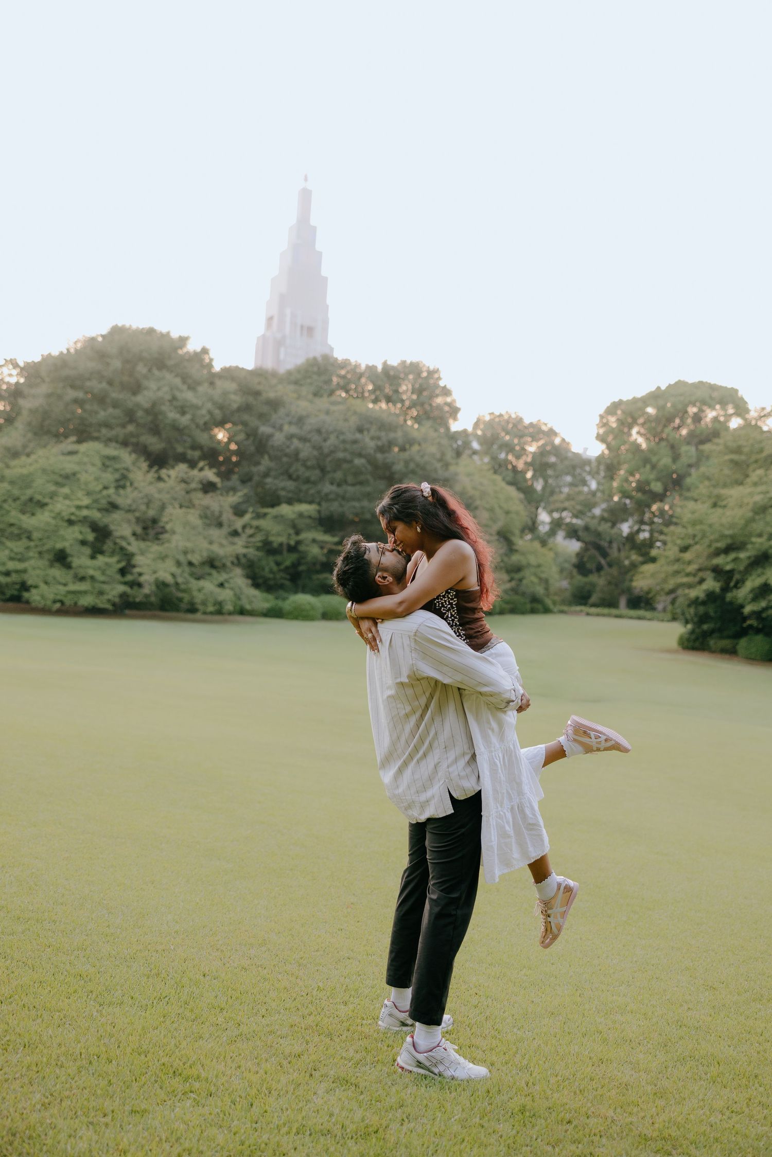 Post engagement photoshoot of couple at Shinjuku Gyoen national garden