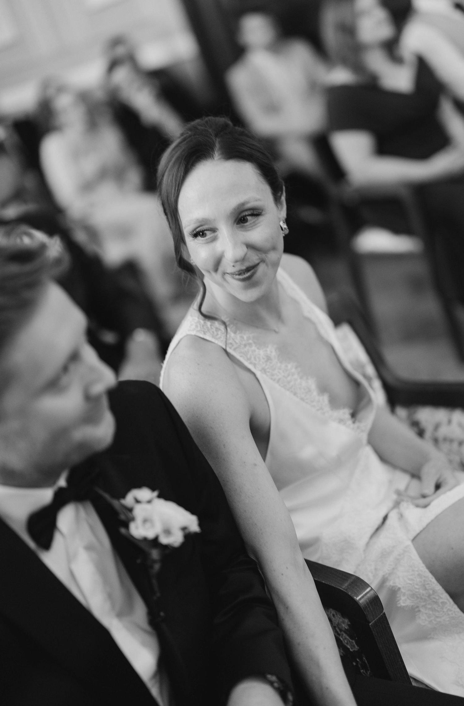 Wedding ceremony in Chelsea Town Hall, vintage wedding dress, wedding vows