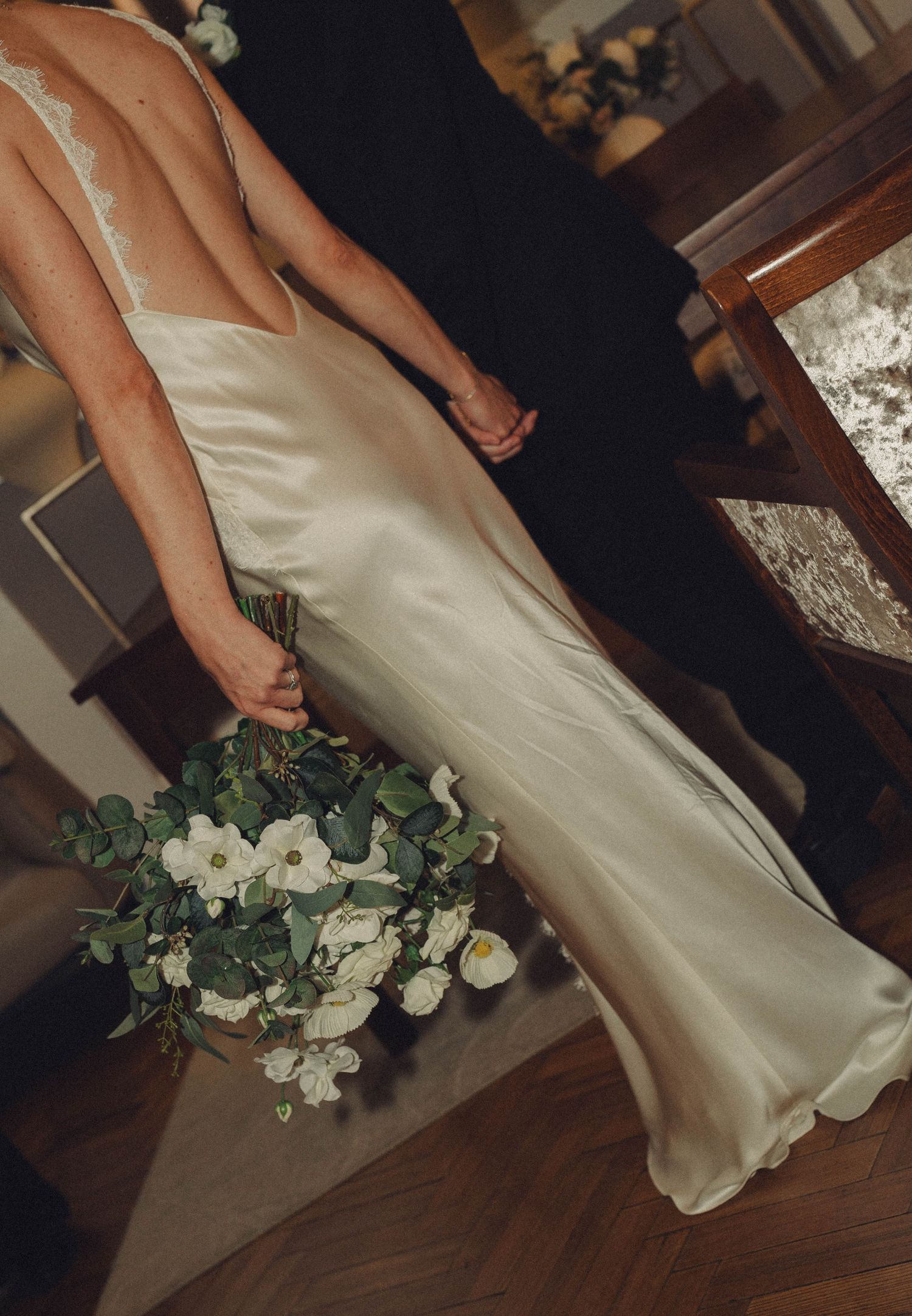 Wedding ceremony in Chelsea Town Hall, vintage wedding dress, wedding in pub