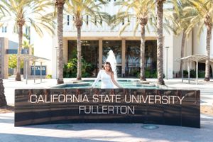 Cal State Fullerton grad photos on campus