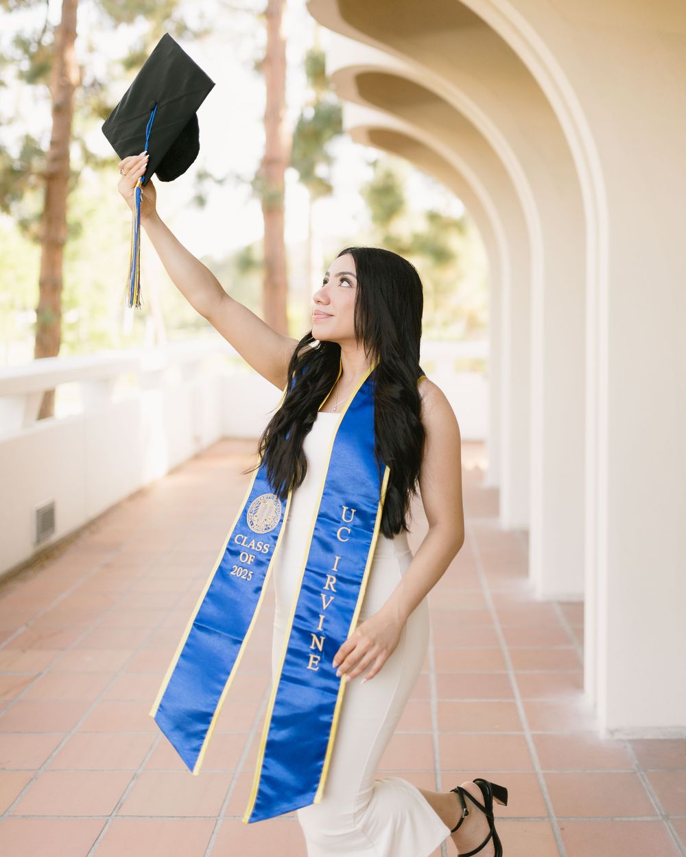 Professional UC Irvine grad portrait taken outdoors