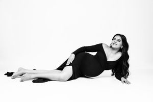 Elegant pregnancy portrait session in Nashville Tennessee photography studio