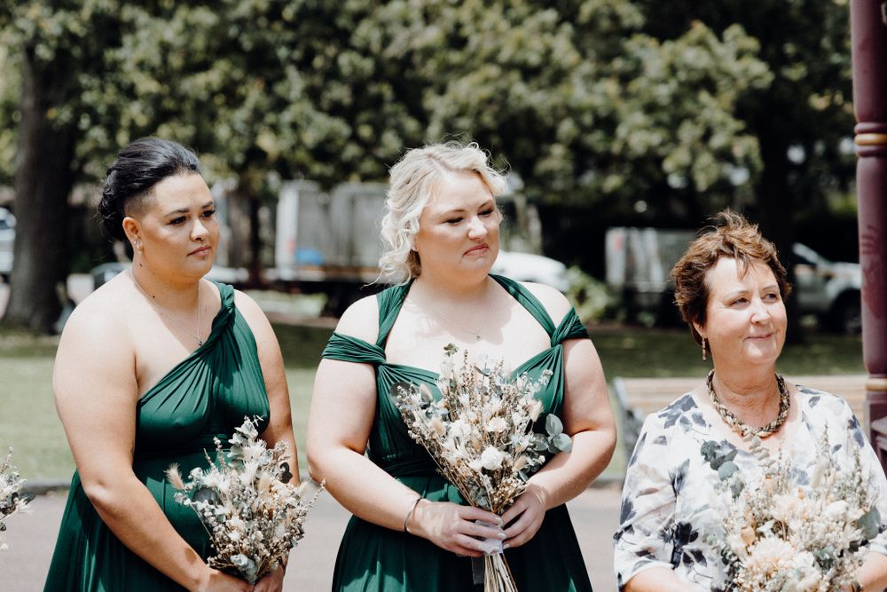 Bridal party emotional during the wedding ceremony, captured by Apertured Media Auckland Wedding Photographer.