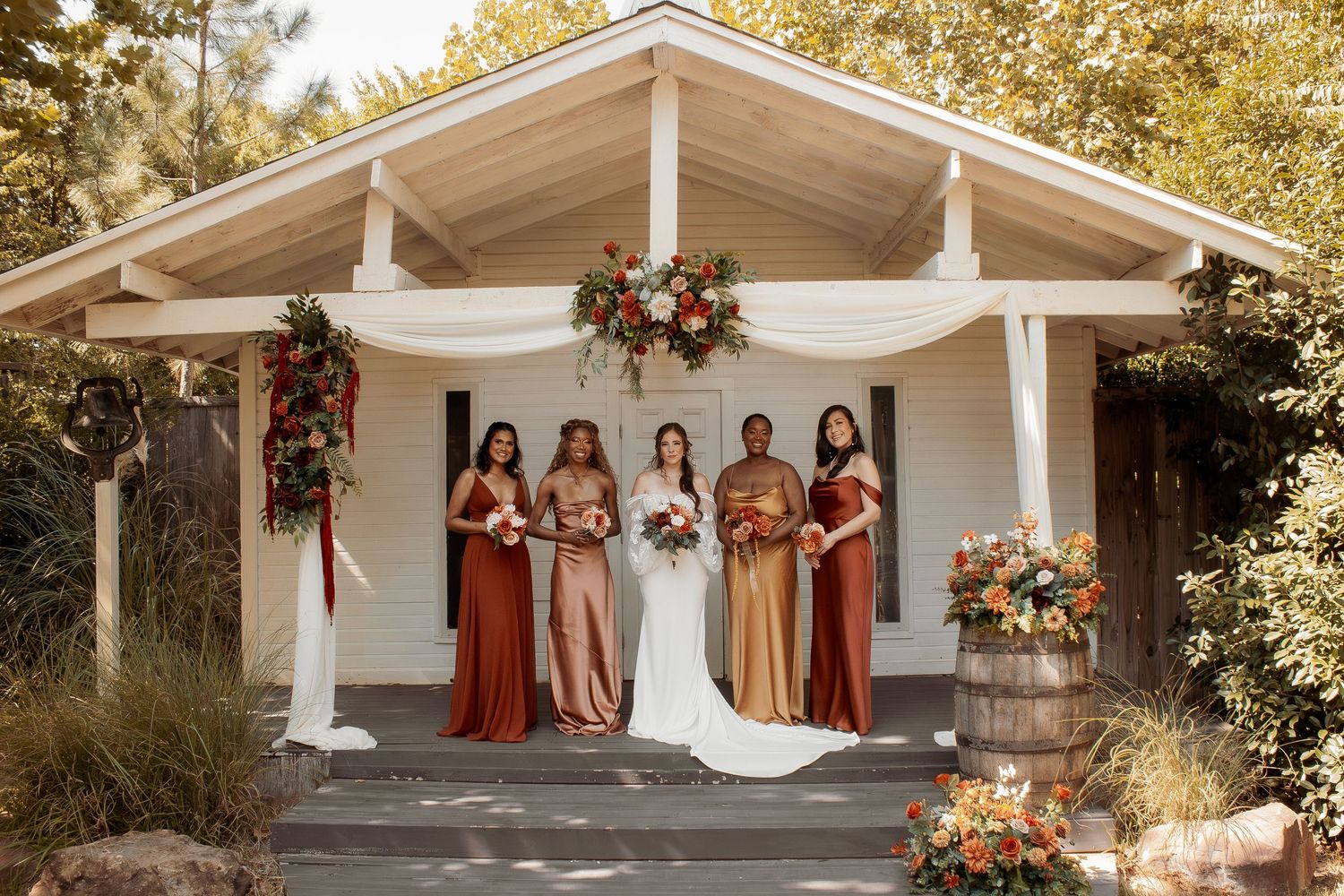 Wedding day portrait with bridal party