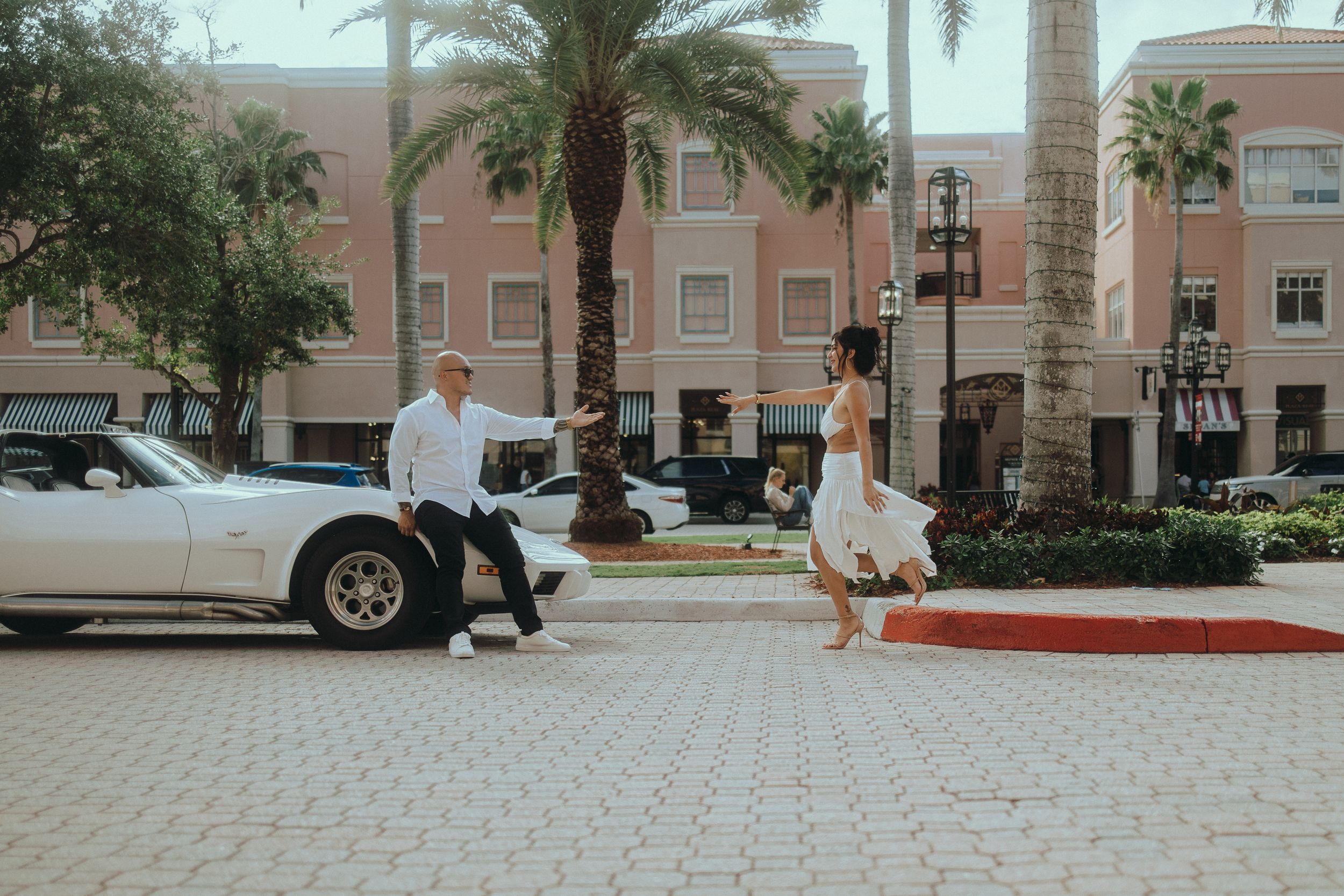 Fashion-inspired couples photography session in South Florida with cinematic storytelling and emotional connection