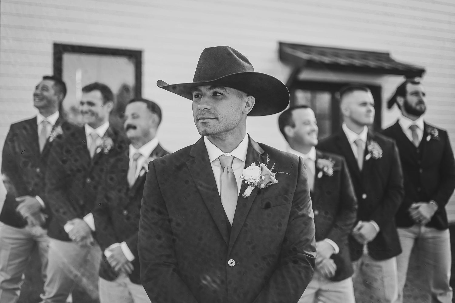 Groomsmen photos at The Barn at Paradise Texas wedding