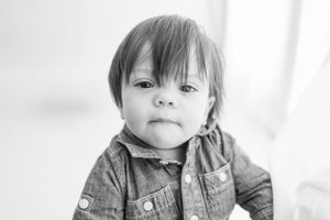 Studio photography setup with bright lighting and white background.