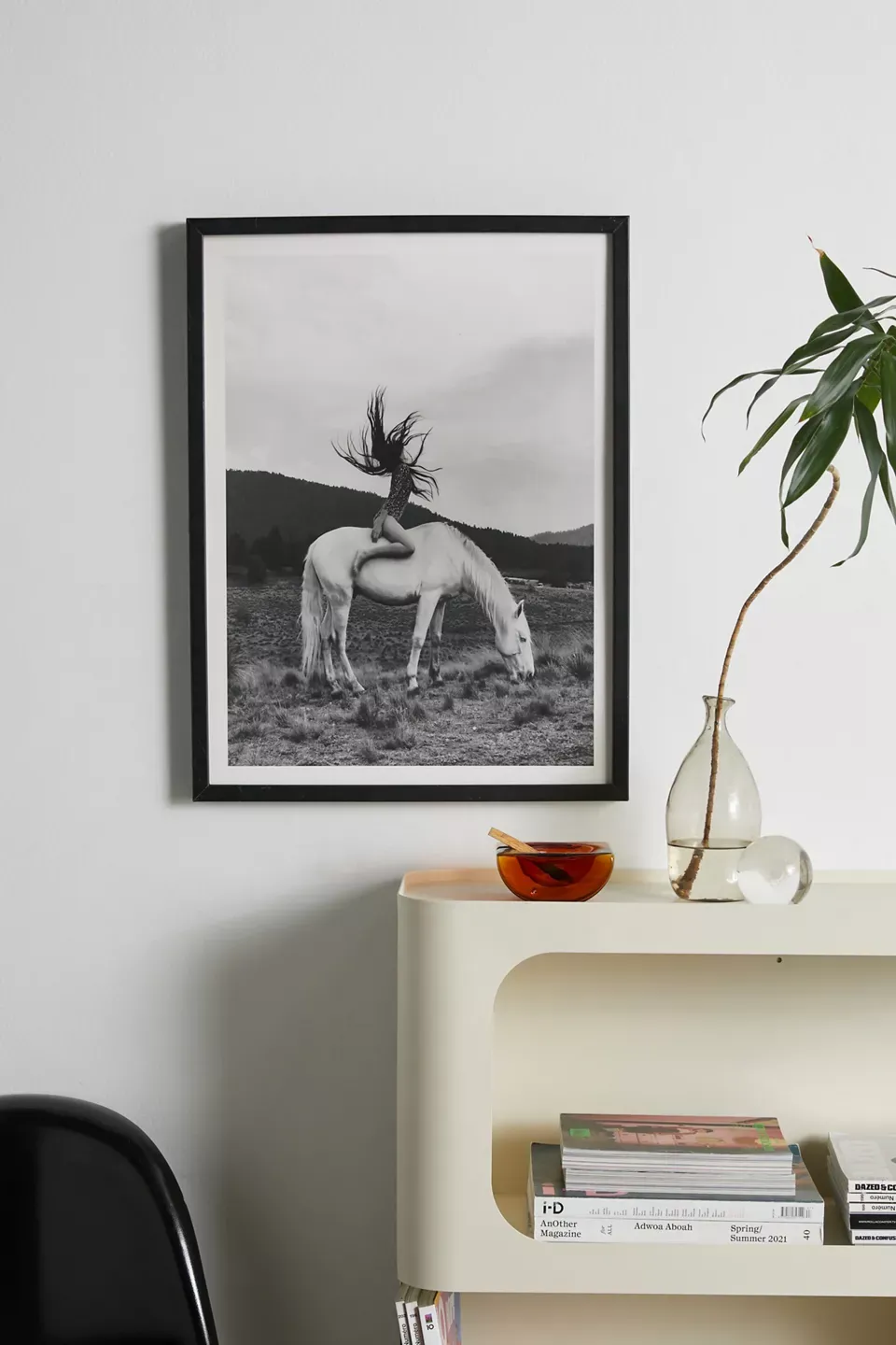 black and white art print, boho girl wall art, horse photography print, equestrian wall decor, bohemian art print, monochrome wall art, girl
