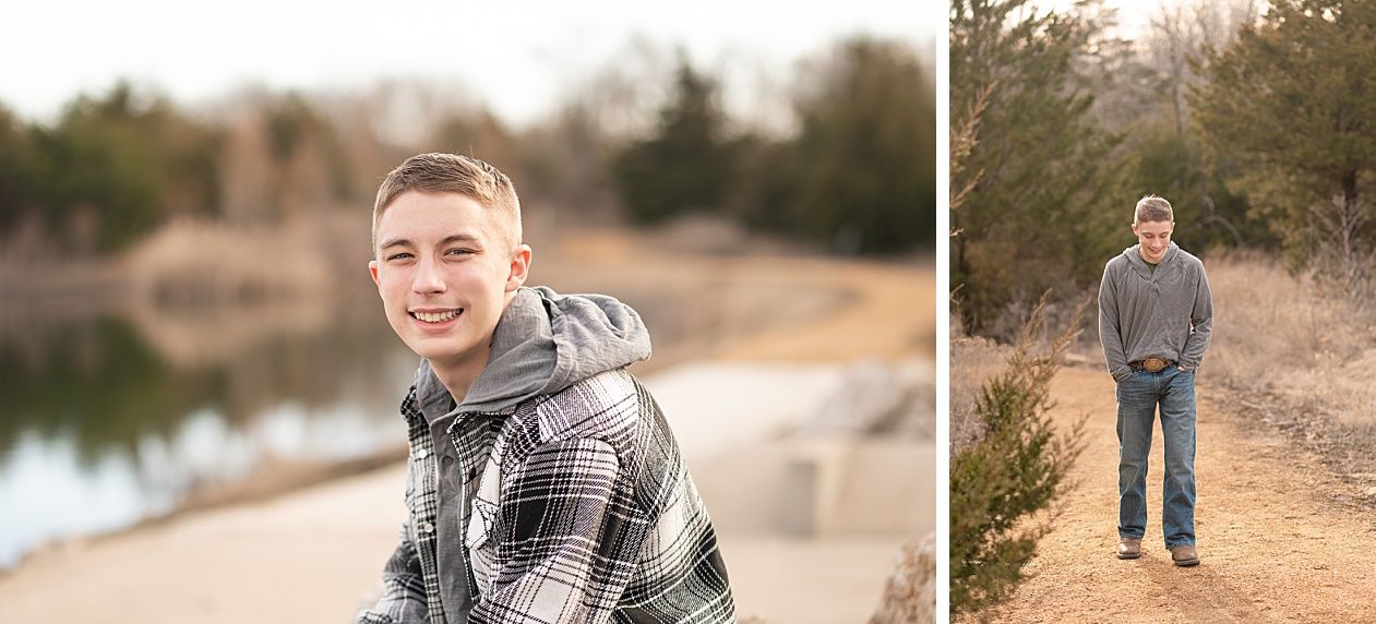 Senior guy portrait session in a late winter field and with his car by Kristi Bray Photography