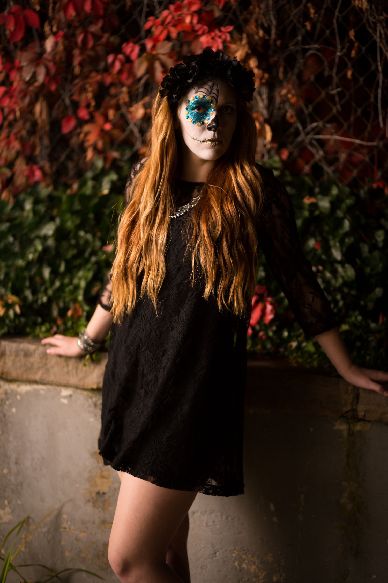 senior pictures sugar skull makeup fall colors memory grove park salt lake city utah